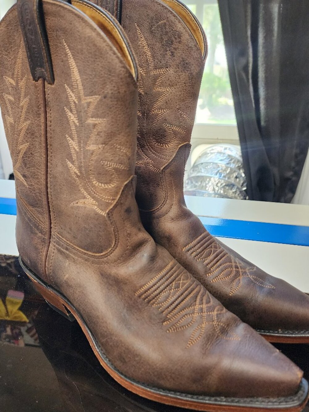 Boulet Ladies Western Selvaggio Leather Wood Snip Toe Boots 2617 Cowgirl Size 10